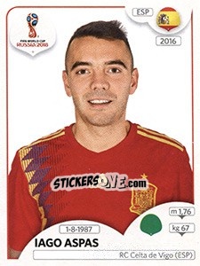 Cromo Iago Aspas - Coppa del Mondo FIFA Russia 2018 - Panini