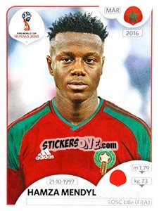 Cromo Hamza Mendyl - Coppa del Mondo FIFA Russia 2018 - Panini