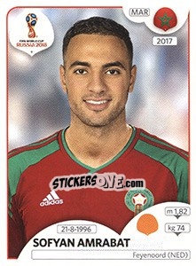 Figurina Sofyan Amrabat - Coppa del Mondo FIFA Russia 2018 - Panini