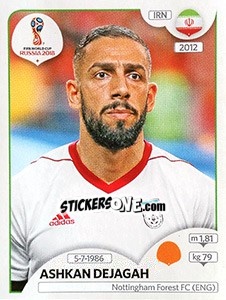 Cromo Ashkan Dejagah - Coppa del Mondo FIFA Russia 2018 - Panini