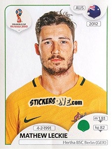 Cromo Mathew Leckie - Coppa del Mondo FIFA Russia 2018 - Panini