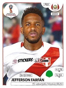 Sticker Jefferson Farfán - Coppa del Mondo FIFA Russia 2018 - Panini