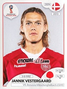 Sticker Jannik Vestergaard - Coppa del Mondo FIFA Russia 2018 - Panini