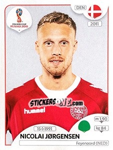 Cromo Nicolai Jørgensen - Coppa del Mondo FIFA Russia 2018 - Panini