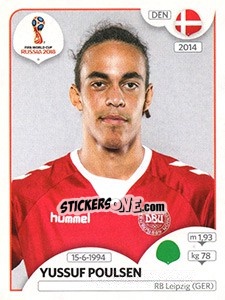 Cromo Yussuf Poulsen - Coppa del Mondo FIFA Russia 2018 - Panini