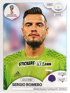 Sticker Sergio Romero - Coppa del Mondo FIFA Russia 2018 - Panini