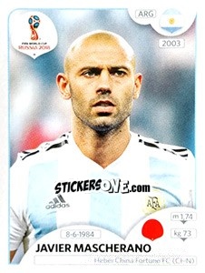 Sticker Javier Mascherano - Coppa del Mondo FIFA Russia 2018 - Panini