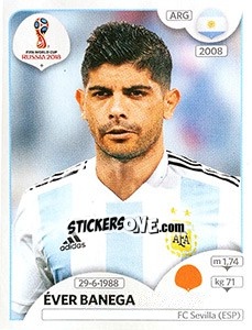 Figurina Éver Banega - Coppa del Mondo FIFA Russia 2018 - Panini