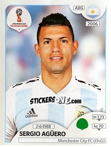 Sticker Sergio Agüero - Coppa del Mondo FIFA Russia 2018 - Panini