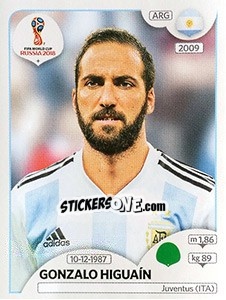 Figurina Gonzalo Higuaín - Coppa del Mondo FIFA Russia 2018 - Panini