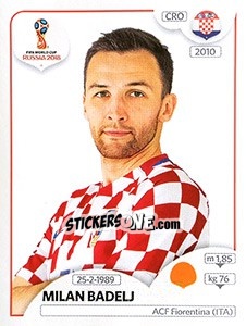 Sticker Milan Badelj - Coppa del Mondo FIFA Russia 2018 - Panini