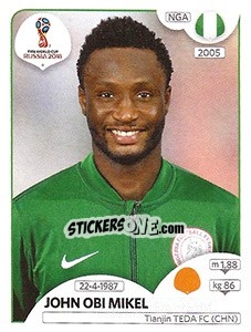 Sticker John Obi Mikel - Coppa del Mondo FIFA Russia 2018 - Panini