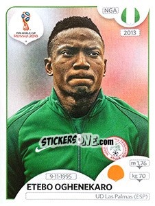 Figurina Etebo Oghenekaro - Coppa del Mondo FIFA Russia 2018 - Panini