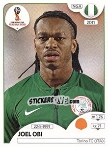 Sticker Joel Obi - Coppa del Mondo FIFA Russia 2018 - Panini