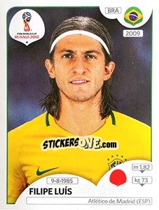 Sticker Filipe Luís - Coppa del Mondo FIFA Russia 2018 - Panini