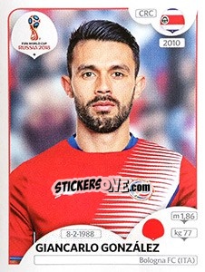 Sticker Giancarlo González - Coppa del Mondo FIFA Russia 2018 - Panini