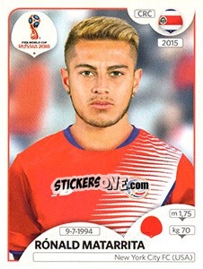 Sticker Rónald Matarrita - Coppa del Mondo FIFA Russia 2018 - Panini