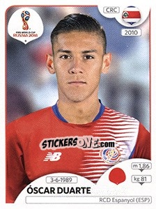 Sticker Óscar Duarte - Coppa del Mondo FIFA Russia 2018 - Panini