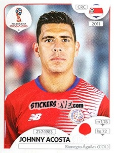 Sticker Johnny Acosta - Coppa del Mondo FIFA Russia 2018 - Panini