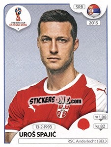 Sticker Uroš Spajic - Coppa del Mondo FIFA Russia 2018 - Panini