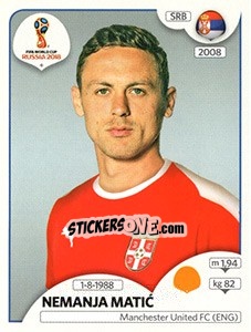 Sticker Nemanja Matic - Coppa del Mondo FIFA Russia 2018 - Panini