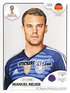 Sticker Manuel Neuer - Coppa del Mondo FIFA Russia 2018 - Panini