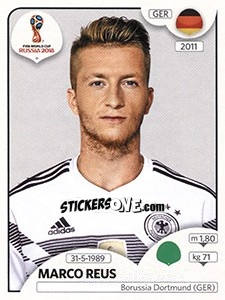 Figurina Marco Reus - Coppa del Mondo FIFA Russia 2018 - Panini