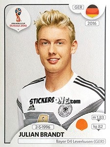 Sticker Julian Brandt - Coppa del Mondo FIFA Russia 2018 - Panini