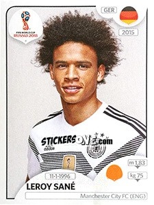 Sticker Leroy Sané - Coppa del Mondo FIFA Russia 2018 - Panini