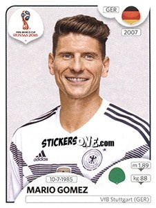 Cromo Mario Gomez - Coppa del Mondo FIFA Russia 2018 - Panini