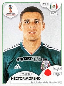 Figurina Héctor Moreno - Coppa del Mondo FIFA Russia 2018 - Panini