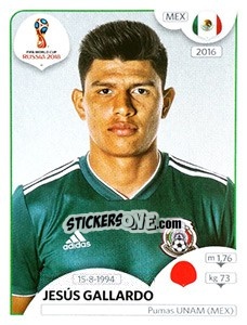 Sticker Jesús Gallardo - Coppa del Mondo FIFA Russia 2018 - Panini
