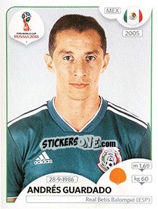 Figurina Andrés Guardado - Coppa del Mondo FIFA Russia 2018 - Panini