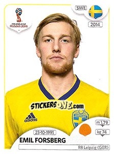 Sticker Emil Forsberg - Coppa del Mondo FIFA Russia 2018 - Panini