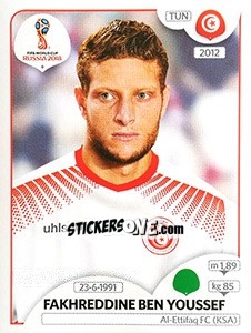 Sticker Fakhreddine Ben Youssef - Coppa del Mondo FIFA Russia 2018 - Panini