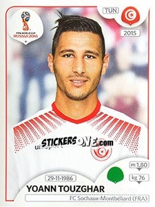 Sticker Yoann Touzghar - Coppa del Mondo FIFA Russia 2018 - Panini