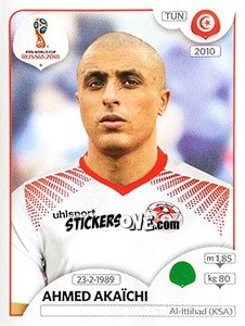 Sticker Ahmed Akaïchi - Coppa del Mondo FIFA Russia 2018 - Panini
