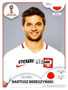 Sticker Bartosz Bereszyński - Coppa del Mondo FIFA Russia 2018 - Panini