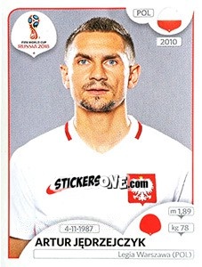 Sticker Artur Jędrzejczyk - Coppa del Mondo FIFA Russia 2018 - Panini