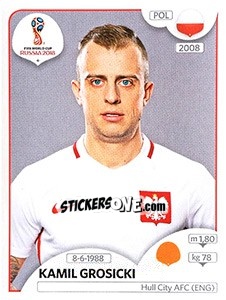 Sticker Kamil Grosicki - Coppa del Mondo FIFA Russia 2018 - Panini