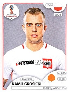 Figurina Kamil Grosicki - Coppa del Mondo FIFA Russia 2018 - Panini