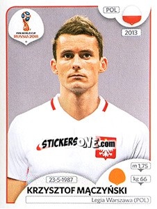 Figurina Krzysztof Mączyński - Coppa del Mondo FIFA Russia 2018 - Panini