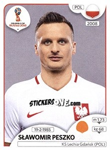 Sticker Sławomir Peszko - Coppa del Mondo FIFA Russia 2018 - Panini