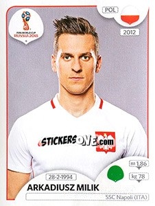 Cromo Arkadiusz Milik - Coppa del Mondo FIFA Russia 2018 - Panini