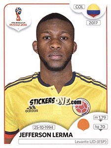 Sticker Jefferson Lerma - Coppa del Mondo FIFA Russia 2018 - Panini