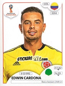 Sticker Edwin Cardona - Coppa del Mondo FIFA Russia 2018 - Panini