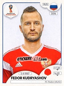Sticker Fedor Kudryashov - FIFA World Cup Russia 2018. 670 stickers version - Panini