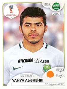 Sticker Yahya Al-Shehri - FIFA World Cup Russia 2018. 670 stickers version - Panini