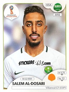 Sticker Salem Al-Dosari - FIFA World Cup Russia 2018. 670 stickers version - Panini