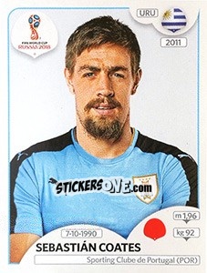 Sticker Sebastián Coates - FIFA World Cup Russia 2018. 670 stickers version - Panini